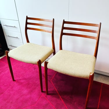 Vintage pair of Moller model 78 teak chairs 