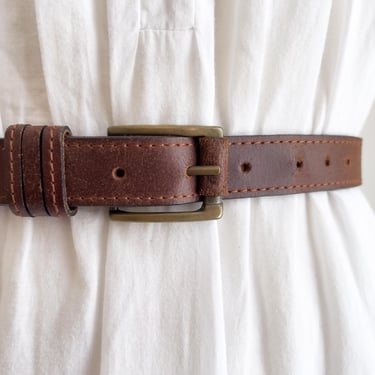 brown leather belt 90s vintage dark brown leather belt 