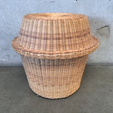 Old Hand Woven Basket with Wire Lined Top