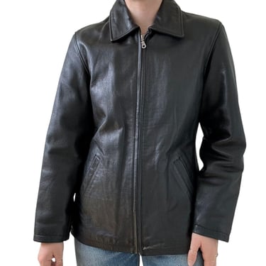90s Wilsons Cropped Leather Jacket - Women's Small | Vintage