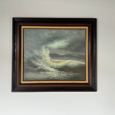 70's Vintage Brawer  Ocean Seascape Oil Painting, Framed 