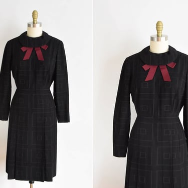 1960s Luxe Square dress/ vintage 60s geometric daydress/ Bill Blass wool dress 