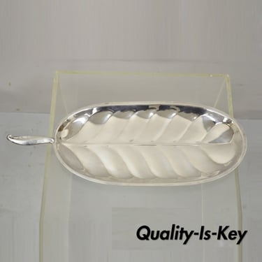 F.B. Rogers Silver Plate Oval Leaf Form Serving Tray Platter with Handle