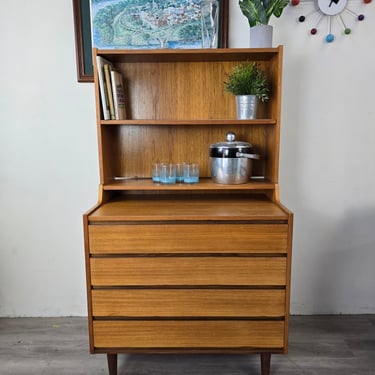 Danish Hutch Bar Cabinet Two Piece