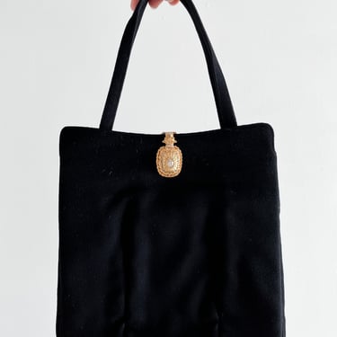 Classic 1950's Wool Little Black Handbag by Rosenfeld