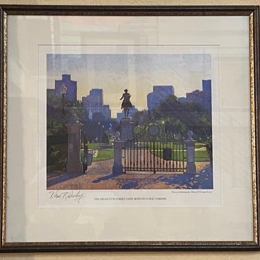 Item #DM12 Vintage &#8220;Boston Public Gardens&#8221; Signed &#038; Framed Print