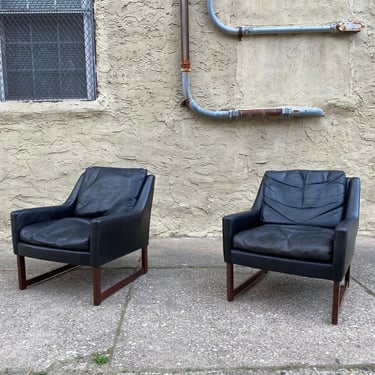 Mid century lounge chair Danish modern side chair Danish leather arm chair 