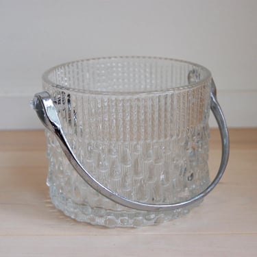 Vintage Glass and Metal Ice Bucket Teleflora France 