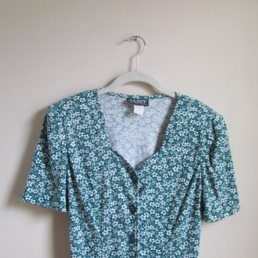 80s Floral Laced Back Dress M 36 Bust 29 Waist 