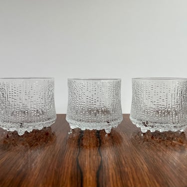 Set of 3 Iittala Ultima Thule Double Old Fashioned Glasses by Tapio Wirkkala 