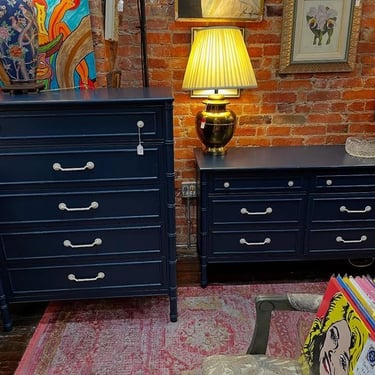 Blue painted faux bamboo chest and dresser. Great sizes
Chest 36” x 19.25” x 46”
Dresser 48” x 19 x 30”
