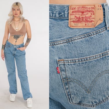 Y2K Levis 501 Jeans Mid Rise Jeans Straight Leg Retro Mom Jeans Denim Pants Levi Strauss Relaxed Boyfriend 501s Vintage 00s Medium 31 x 32 