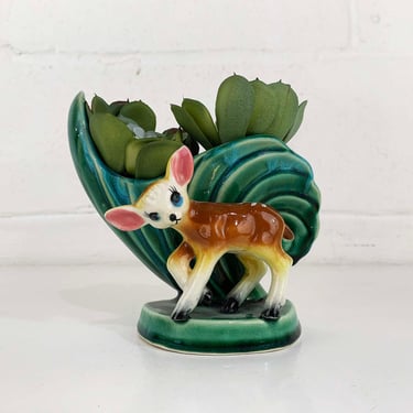 Vintage Deer Planter Cute Spotted Fawn Bambi Kitsch Kitschy Nursery Decor Baby Room 1950s 1960s Made in Japan 