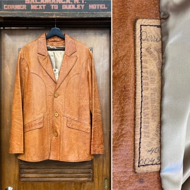 Vintage 1960’s “East West” Label Hippie Rocker Blazer Leather Jacket, 60’s Leather Blazer, 60’s Hippie Style, 60’s Jacket, Vintage Clothing 