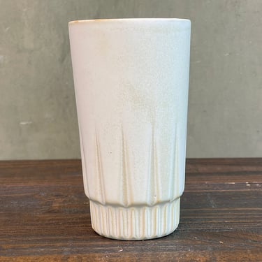 Tall  Porcelain Ceramic "Arrow" Cup  - Satine White with orange halo 