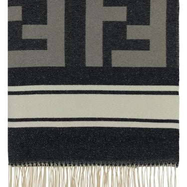 Fendi Men Embroidered Cotton Blend Beach Towel