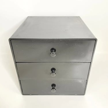 Vintage Modern InterDesign Black Organizer Storage Box USA 1970s Mid Century MCM