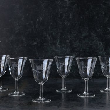 Etched Wine Glass Set of 6