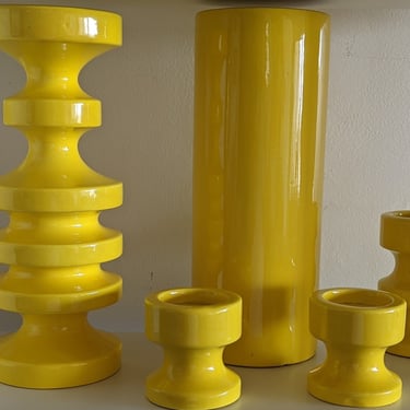 Rare Royal Haeger Solid Yellow Modern Cylindrical Tall Vase Designed by Alrun Guest 