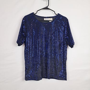 Vintage 90s Blue Purple Sequin Top 