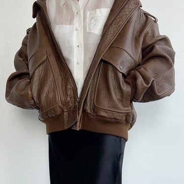 Oversized Whiskey Leather Bomber (XL)