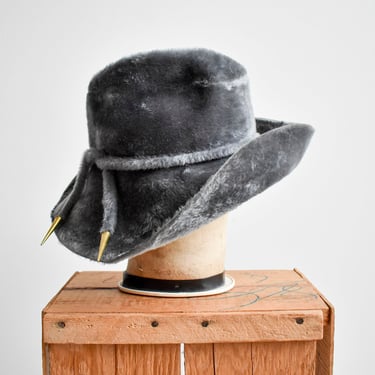 1960s Gray Fuzzy Fedora Hat 