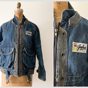 Vintage 1980’s Gasolone denim jacket | gender neutral jean jacket, ‘80s designer denim, M 
