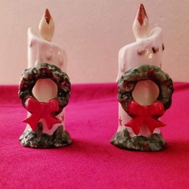 Vintage Japan collectible Candle Ceramic Salt and Pepper Shakers 