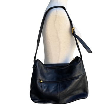 Stone Mountain Navy Leather Hobo Adjustable Strap &amp; Gold Hardware Shoulder Bag