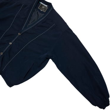 FEILIDA 70s Swiss Jacquard Linear Rib Trim Layering Jacket - Navy