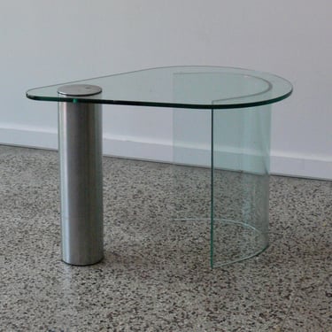 Paul Mayan Inspired Post Modern Teardrop Shaped Glass Side Table 