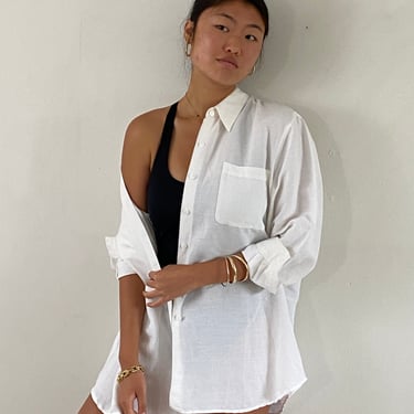 vintage white oversized relaxed semi sheer minimalist blouse | womens Liz Claiborne plus size blouse