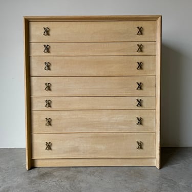 Paul Frankl Tall Dresser High Chest of Drawers With X-Pulls 