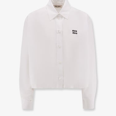 Miu Miu Women Cotton Shirt With Miu Miu Embroidery