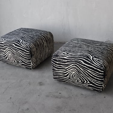 Pair of Vintage Rolling Ottomans 