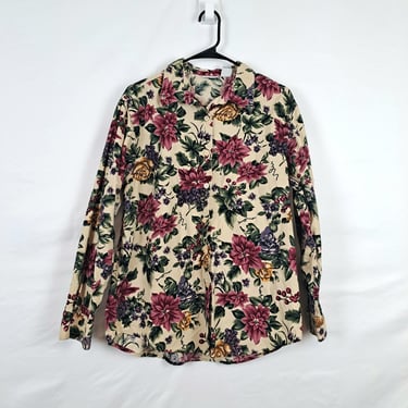 Vintage 90s Floral Corduroy Shirt 