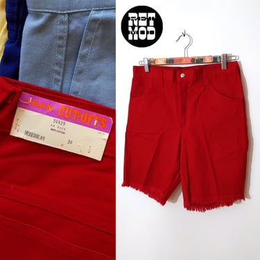 DEADSTOCK Fantastic Vintage 60s 70s Dark Red Jean Cutoff Shorts 