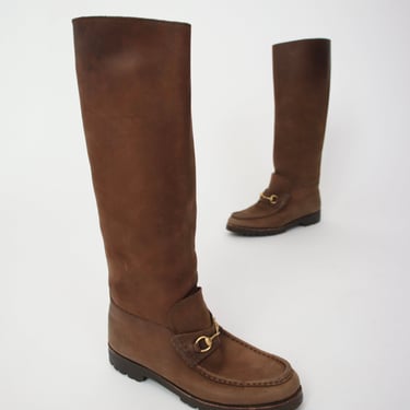 Gucci Suede Horsebit Tall Boots