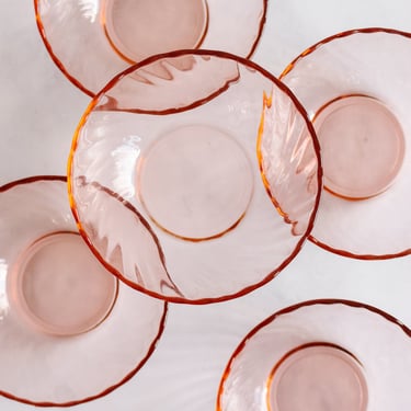 vintage French pink glass bowls, set of 5