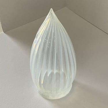 1960s Vintage Opalescent Vertical Swirl Glass Bullet Light Globe with Fitter 