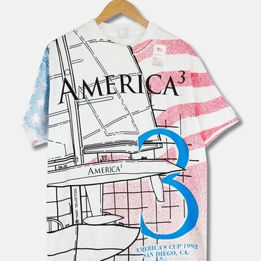 America's Cup T Shirt Sz L, XL Vintage 1992 AOP Single Stitch