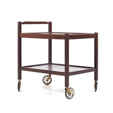 Westnofa Mid Century Danish Rosewood and Tile Top Rolling Bar Cart - mcm 