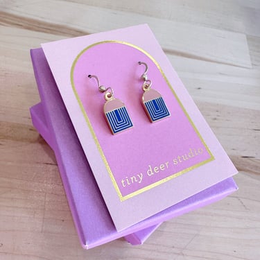 Arch Mini Drop Earrings in Pink and Blue