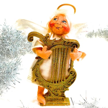 VINTAGE: Original Annalee Angel with Harp Doll - Collectable Dolls - Santa Felt Christmas Doll - SKU Tub-603-00033584 