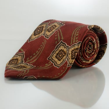 Vintage Silk Tie - Burgundy Floral Pattern | Burberry | 