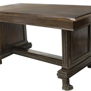 Table, Library Italian Renaissance Revival, Walnut, Trestle Base, Early 1900s