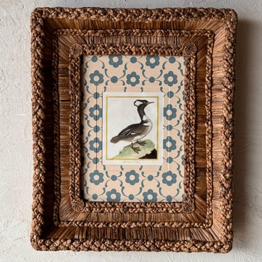 Gusto Woven Frame with Francois Nicolas Martinet Hand-Colored Bird Engraving XXX