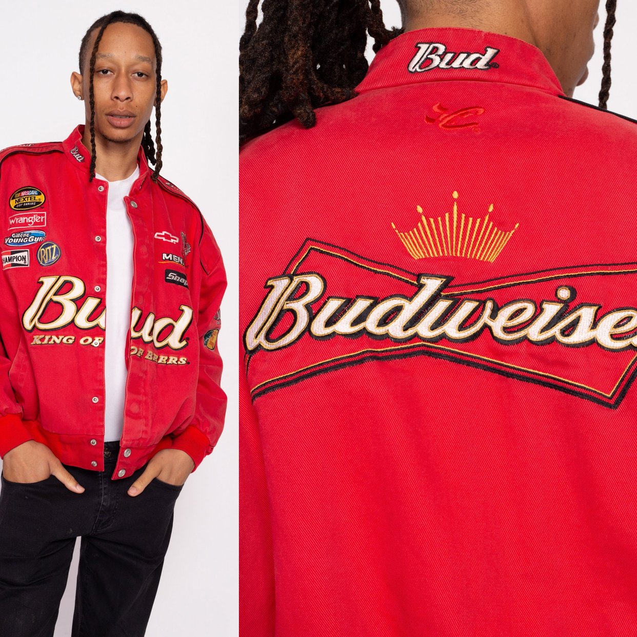 NASCAR レーシングジャケット Budweiser ヴィンテージ ストリート xs3x