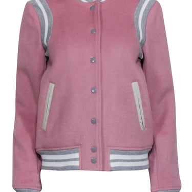 Parker - Pink &amp; Grey Letterman Style Jacket Sz S