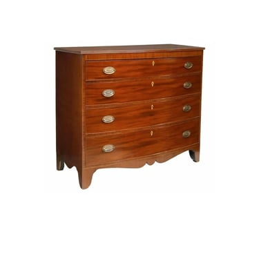 Early 19th Century George IV Period Inlaid Mahogany Bow Front Chest Of Drawers Antique Dresser Commode 